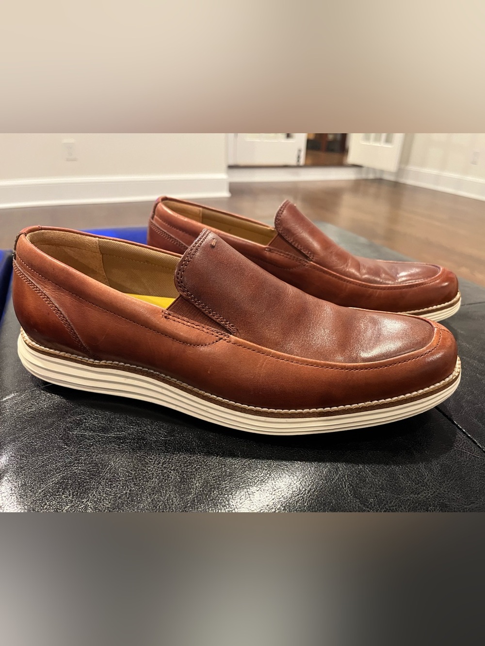 Cole Haan Men's Chestnut Brown Leather Slip-On Loafers
